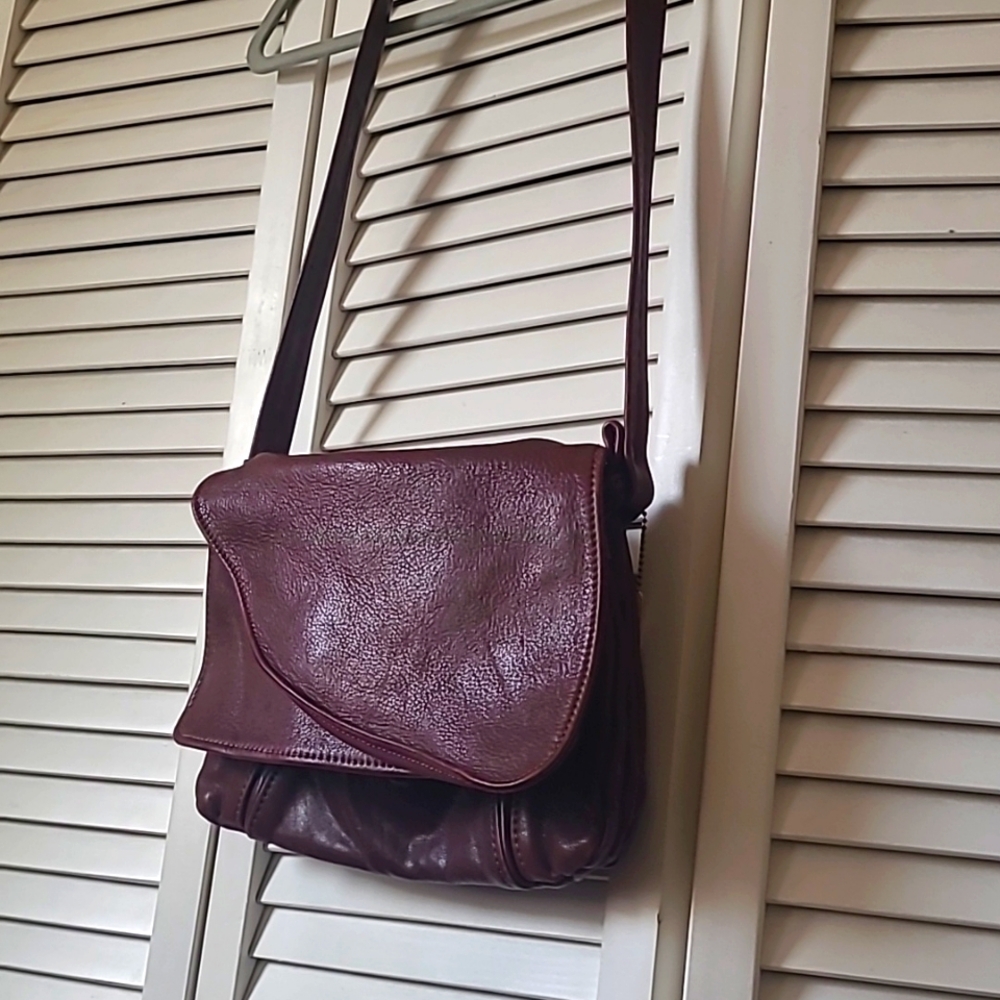 Burgundy Leather Crossbody Shouldet Bag 70s